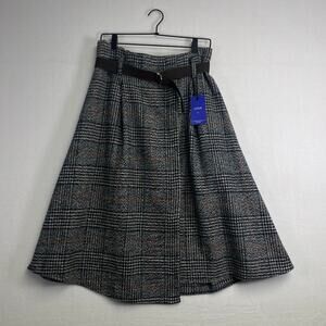 Retro Preppy Dark Academia Tweed Plaid Faux Wool Skirt - High Waisted A-Line